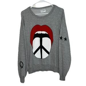 Lauren Moshi Babbs Peace Tongue Sweatshirt Womens XS Oversized Pullover USA Q15